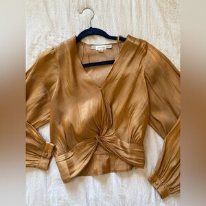 HYFVE Women's Gold Twist Front Blouse